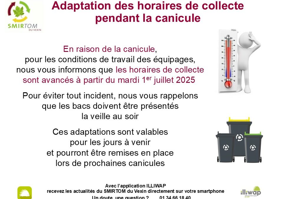 Smirtom horaires de collecte canicule